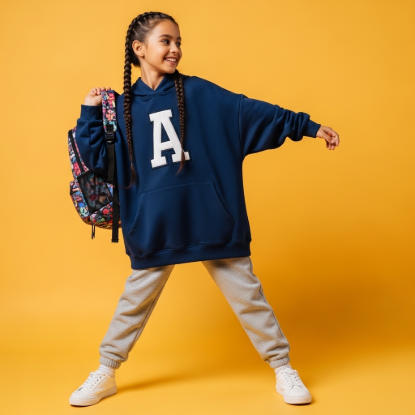 Çocuklar İçin Pamuklu Kolej Tipi Kapüşonlu Sweatshirt