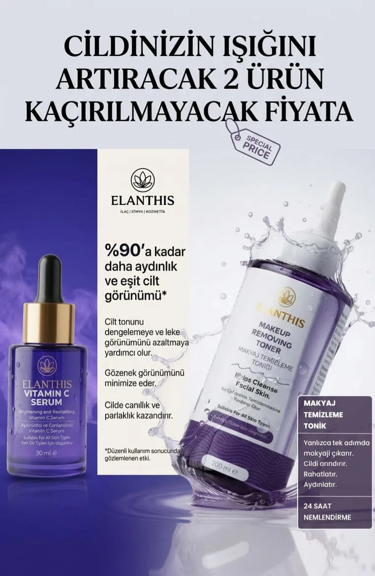 Güzel Cilt İkili Konsept - Vitamin C Serum 30 ml + Makyaj Temizleme Toniği 200 ml