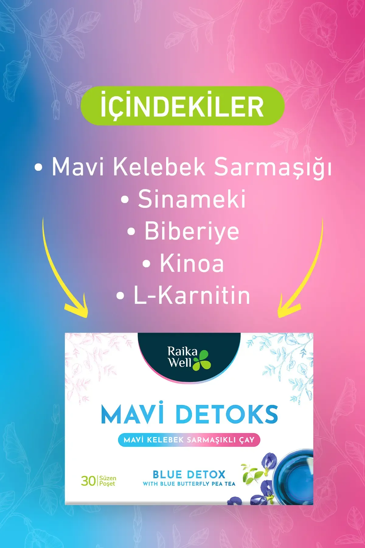 Mavi Kelebek Sarmaşıklı Detoks Çay Blue Butterfly Pea Tea